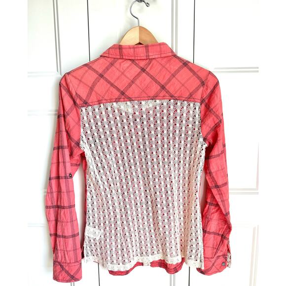 Miss Me Plaid Shirt Crochet & Beaded Accents - Picture 2 of 8